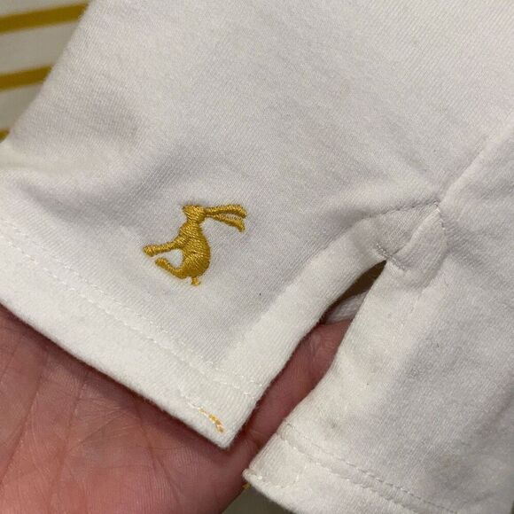 Joules Womens Striped Seacombe Button Shoulder Breton Top White Yellow Sz 20 NWT - Picture 7 of 12